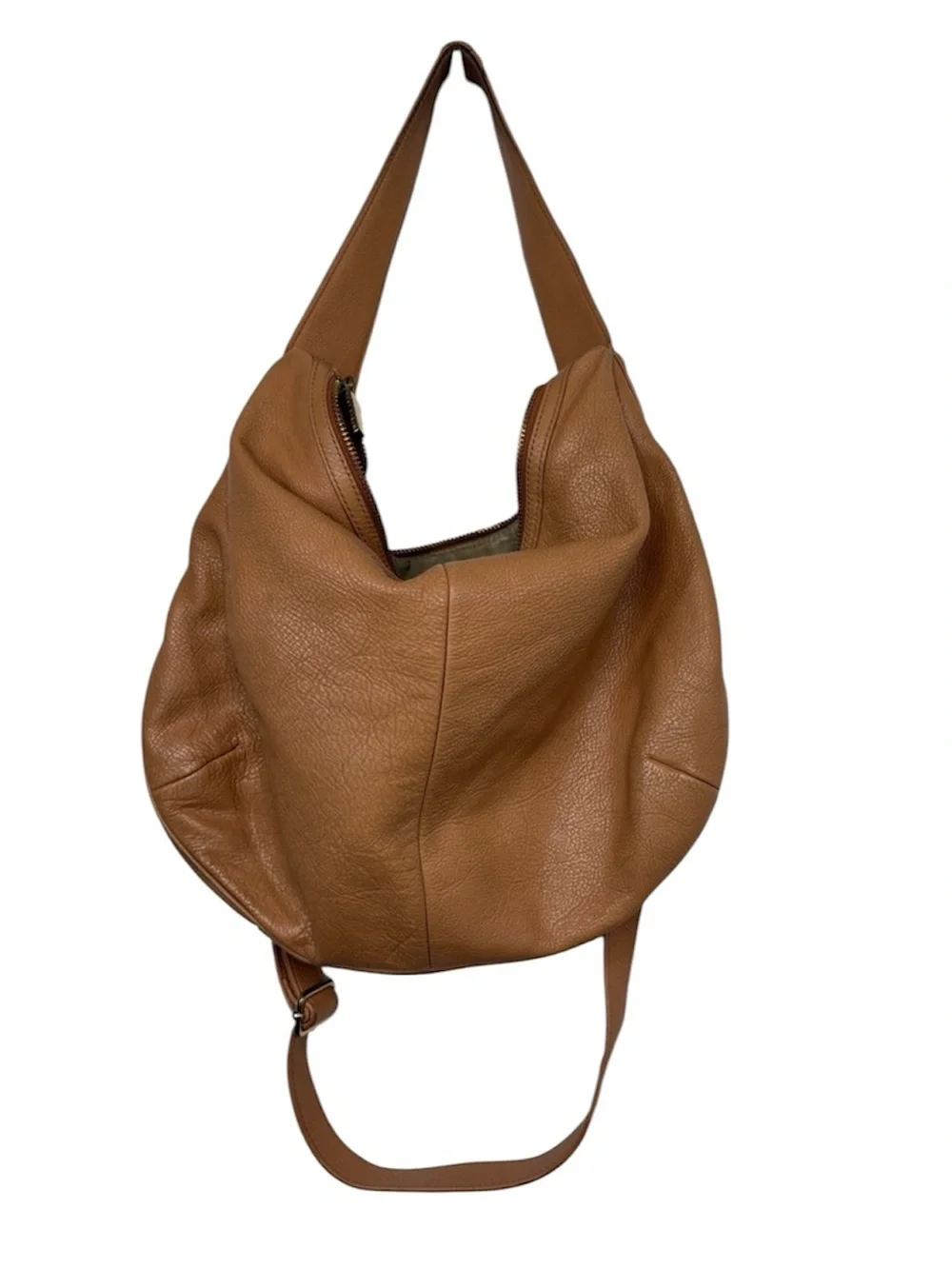 Tory Burch Amanda Tan Pebbled Leather Hobo Bag BLEMISH
